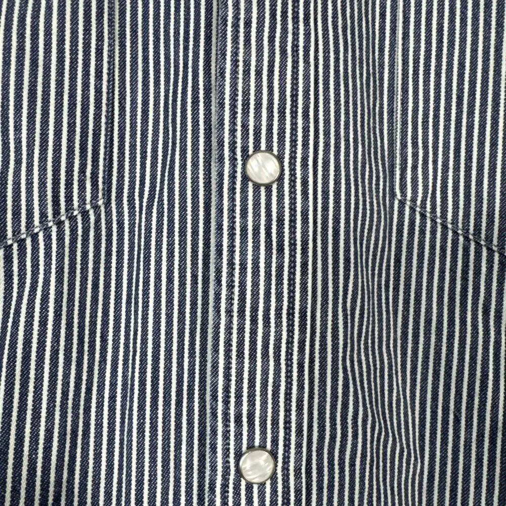 Levi’s Mens M Western Shirt Hickory Stripe Pearl Snap Denim Workwear Cowboy